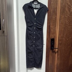 Zara Blue Ruched  Midi Dress